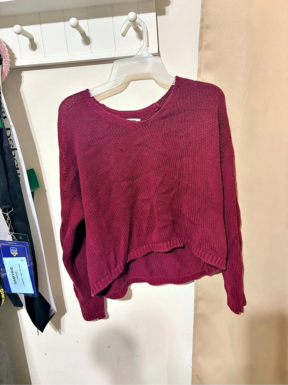 Azure Women's Ribbed Knit Sweater in Maroon
